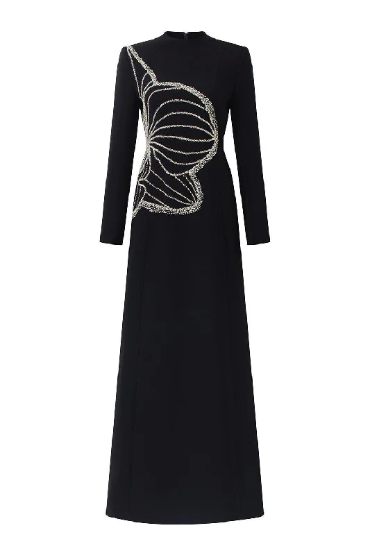 Party dresses with a tiered skirt for a fun and voluminous style​Distnx A-line Back Zipper Velvet Satin Maxi Dress