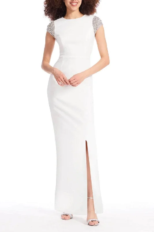 Lace - and - tulle wedding guest dresses with sweetheart necklinesEmily Shalant 17D-0032 - Sequined Embellished Cap Sleeve Long Dress
