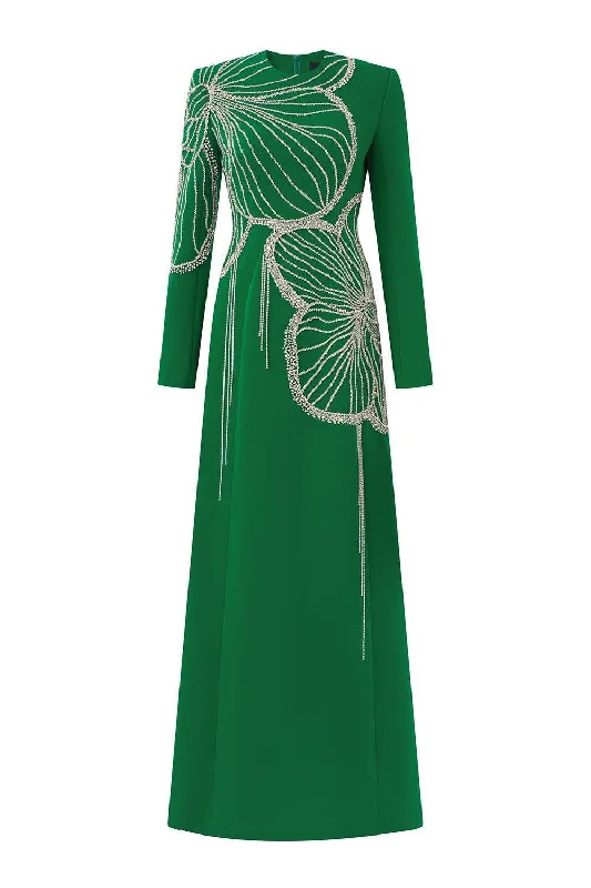 Party dresses with a handkerchief hem for a unique and flowing style​Gracef Sheath Round Neck Velvet Satin Maxi Dress