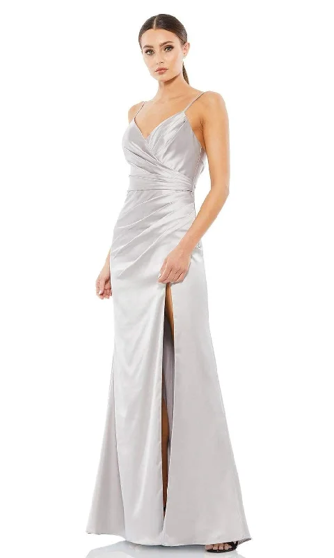Tea - length wedding guest dresses with polka dot patternsIeena Duggal - 26585 Wrap Style Sheath Gown