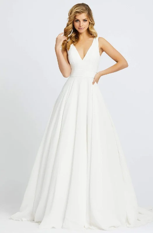 Wedding guest dresses with empire waists and tulle skirtsIeena Duggal - 55272I V-Neckline Plain Long A-line Gown