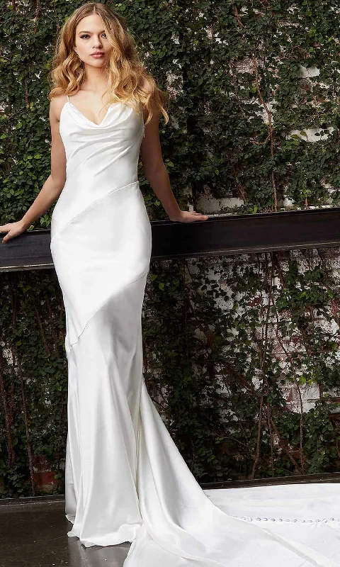 Wedding guest dresses with cut - out details and midi lengthsJovani Bridal - JB03910 Cowl V Neck Bridal Dress