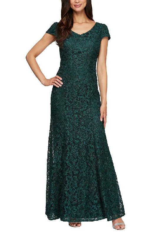 Wedding guest dresses with empire waists and tulle skirtsLong Corded Lace V-Neck Fit and Flare Dress with Cap Sleeves Wedding guest dresses with empire waists and tulle skirtsLong Corded Lace V-Neck Fit and Flare Dress with Cap Sleeves