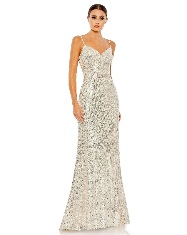 Bodycon dress with a cut - out detail for a sexy appeal​Mac Duggal 11276 Prom Long Spaghetti Strap Dress