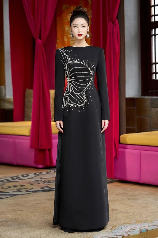 Tulle party dresses with a fairy - tale charm for formal occasions​Magnif Sheath Boat Neck Velvet Satin Maxi Dress