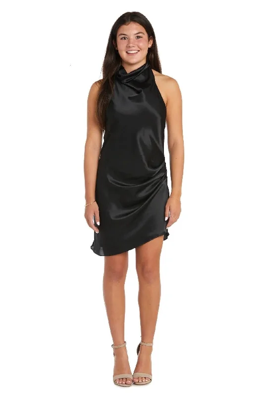 Plus - size bodycon dress for a flattering fit​Morgan & Co 10023N Short Satin Homecoming Dress