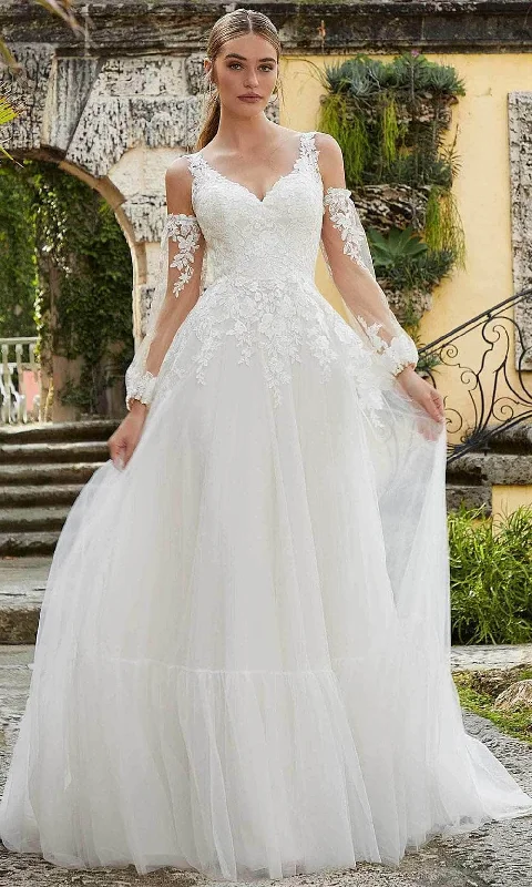 Sheath - style wedding guest dresses with lace overlaysMori Lee Bridal 6978 - Detachable Sleeve Wedding Dress