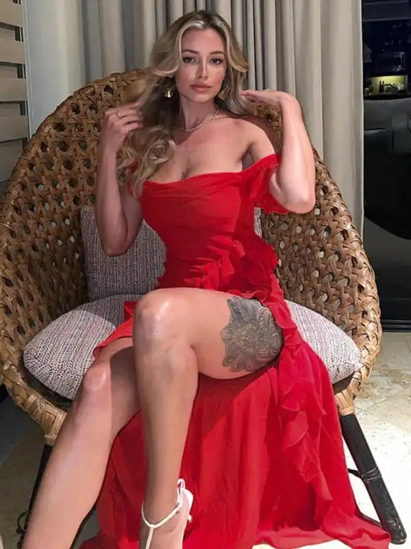 Sleeveless cocktail dresses in a silk - blend fabric for a luxurious feelNew Spice Girl Slim Height Slit Ribbon Sexy Sling Dress Sleeveless cocktail dresses in a silk - blend fabric for a luxurious feelNew Spice Girl Slim Height Slit Ribbon Sexy Sling Dress