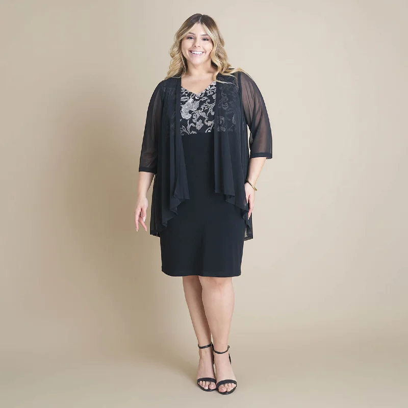 Satin wedding guest dresses with side slits for a sexy touchNina Metallic Gold Embroidery Jacket Dress