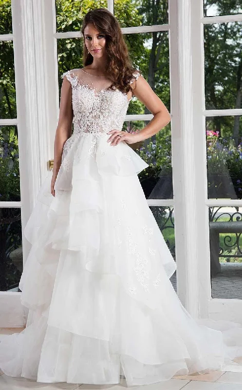 Wedding guest dresses with cut - out details and midi lengthsRachel Allan Bridal - M603 Tiered Ruffles Floral Lace Applique Gown