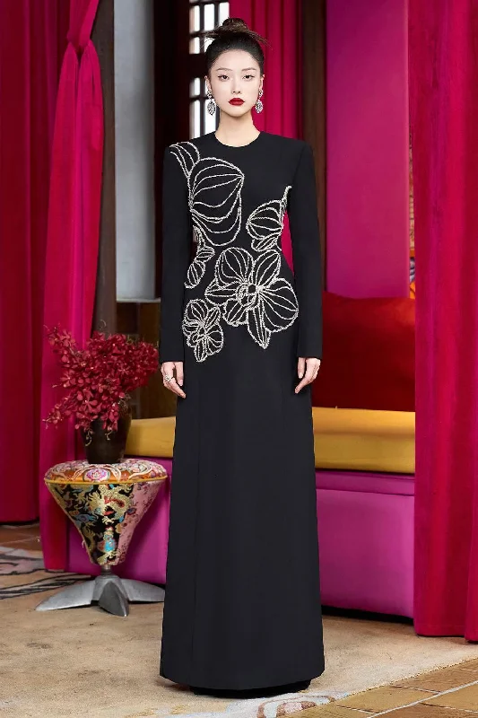 Beach party dresses made of lightweight and breathable fabric​Radiax Sheath Round Neck Velvet Satin Maxi Dress