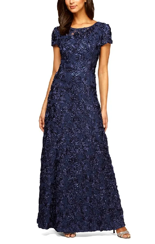 Wedding guest dresses with belted waists and knee - length skirtsRosette A-Line Gown with Sequin Detail & Short Illusion Sleeves Wedding guest dresses with belted waists and knee - length skirtsRosette A-Line Gown with Sequin Detail & Short Illusion Sleeves