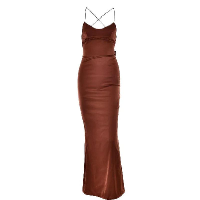 Sheer cocktail dresses with a lining and a short hemBerryBetty - Satin solid lace up cross back v neck low cut maxi dress Sheer cocktail dresses with a lining and a short hemBerryBetty - Satin solid lace up cross back v neck low cut maxi dress