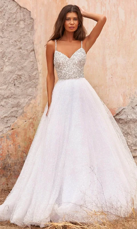 Wedding guest dresses with ruched bodices and spaghetti strapsSherri Hill - 54399 Beaded Sleeveless Ballgown
