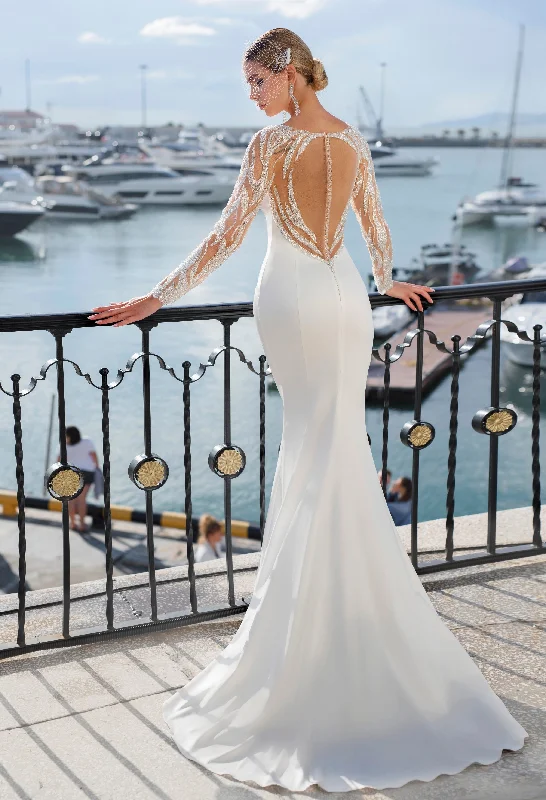 Animal - print wedding guest dresses in subtle colors for a bold statementStunning Long Sleeve Mermaid Wedding Dress