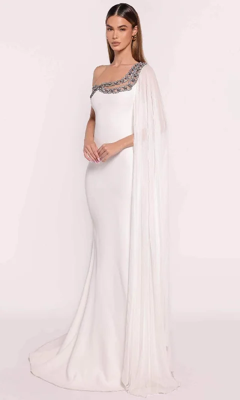 A - line cocktail wedding guest dresses in pastel colorsTarik Ediz 98713 - Chain Motif Evening Gown