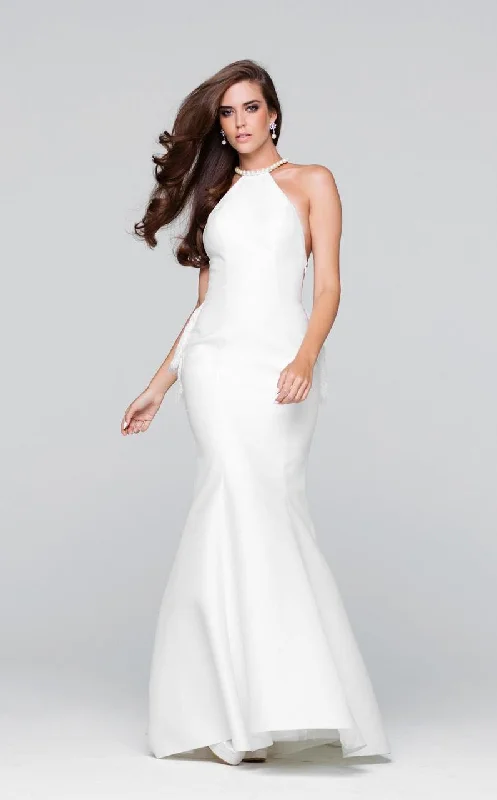 Wrap - style wedding guest dresses with bow accentsTarik Ediz - Halter Neck Mermaid Dress 50077