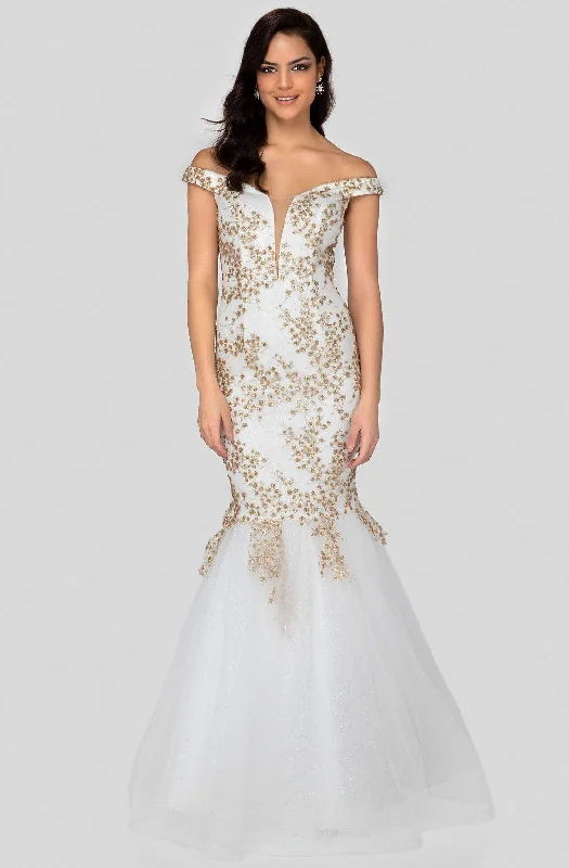 Wedding guest dresses with puff sleeves and knee - length hemsTerani Couture - 1911P8646 3D Vine Embellished Mermaid Gown