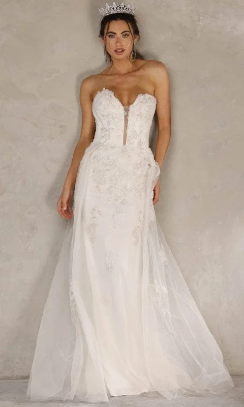 Wedding guest dresses with fringe accents for a bohemian - inspired weddingTerani Couture - 2111P4055 Beaded Overskirt Bridal Gown