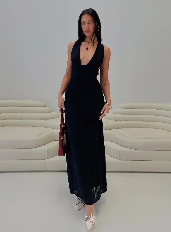 A - line formal dresses with beaded lace appliques for formal eventsAlsace Maxi Dress Black A - line formal dresses with beaded lace appliques for formal eventsAlsace Maxi Dress Black