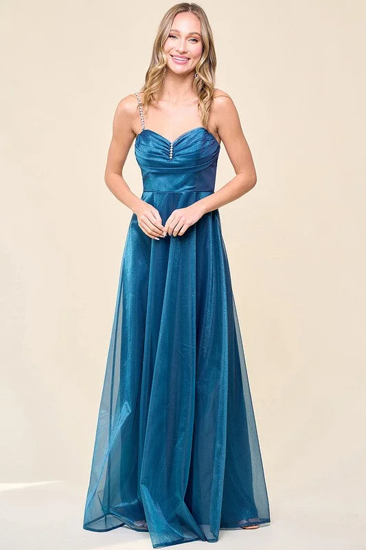 Formal dresses with one - shoulder ruffled straps and sequined bodices for a trendy and eye - catching lookBay Jewel Strap Prom Teal Maxi Dress Formal dresses with one - shoulder ruffled straps and sequined bodices for a trendy and eye - catching lookBay Jewel Strap Prom Teal Maxi Dress