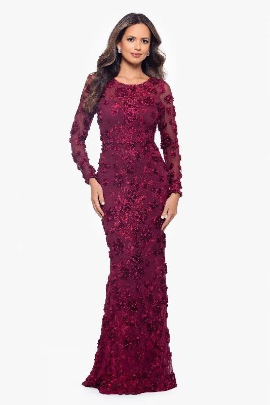 Prom dresses with lace - up side panels and ruffled bodices for a feminine and detailed look"Cassie" Long Sleeve Embellished Long Dress Prom dresses with lace - up side panels and ruffled bodices for a feminine and detailed look"Cassie" Long Sleeve Embellished Long Dress