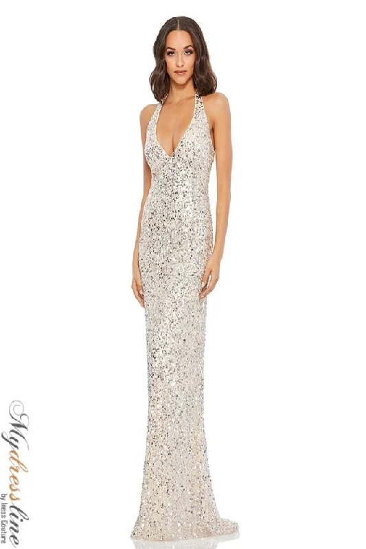 Prom dresses with side - slit skirts and beaded fringes for a glamorous appearanceMac Duggal 5312
