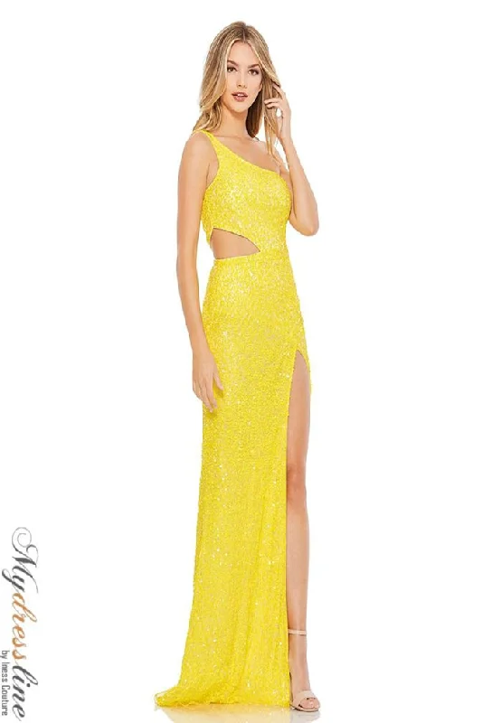 Prom dresses with keyhole backs and rhinestone - studded straps for a flirty lookMac Duggal 5365