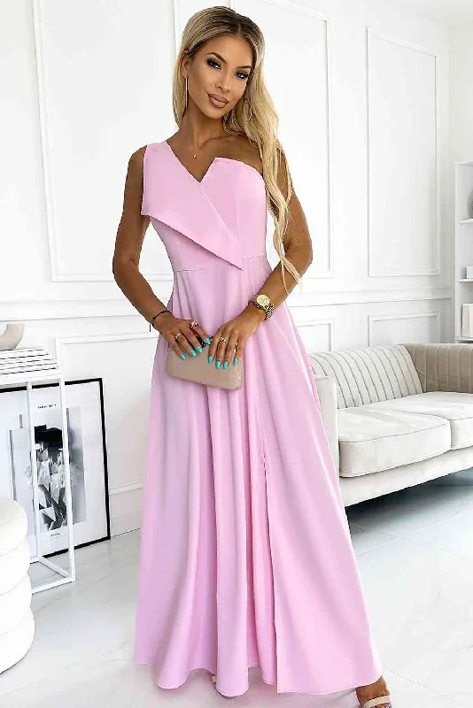 Long - train formal dresses in chiffon for a dramatic prom entranceOne-Shoulder Sleeveless Maxi Dress Long - train formal dresses in chiffon for a dramatic prom entranceOne-Shoulder Sleeveless Maxi Dress