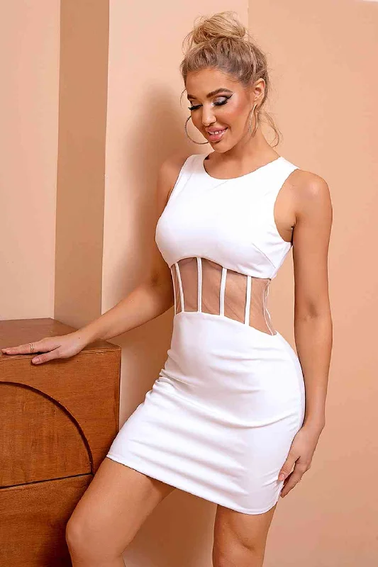 Formal dresses with button - front designs and tulle skirts for a charming prom styleRound Neck Sleeveless Mini Dress Formal dresses with button - front designs and tulle skirts for a charming prom styleRound Neck Sleeveless Mini Dress