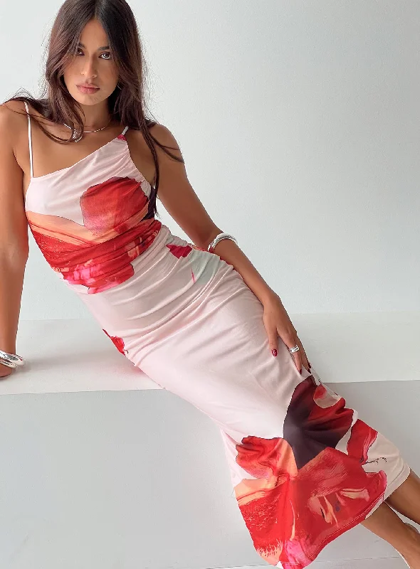 Prom dresses with cold - shoulder ruffled sleeves and floral prints for a romantic and fashionable styleSimeon Maxi Dress Floral Multi
