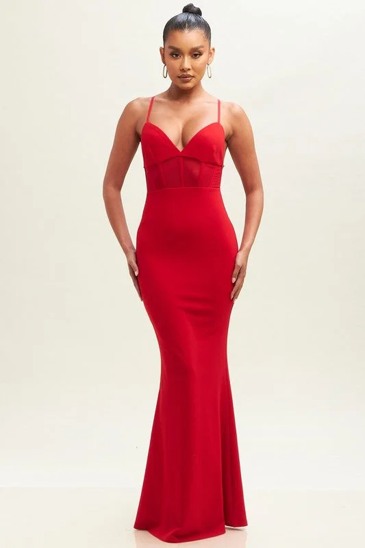 Formal dresses with geometric patterns and metallic accents for a modern formal affairSimplicity Mesh Insert Bodycon Long Gown