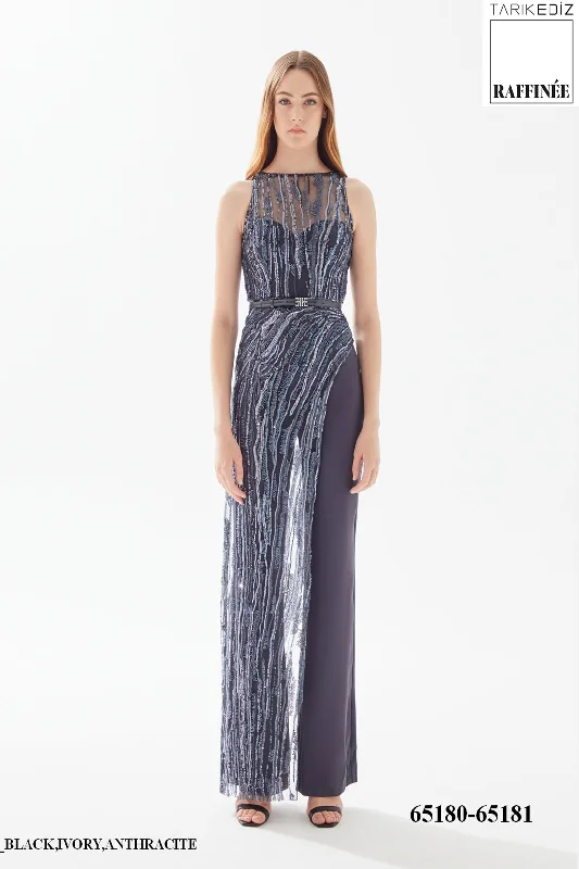 Prom dresses with ruched bodices and organza sleeves for a romantic lookTarik Ediz 65180 Prom dresses with ruched bodices and organza sleeves for a romantic lookTarik Ediz 65180
