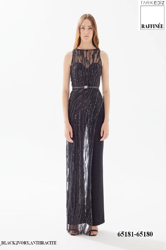 Formal dresses with ruffled skirts and bow accents for a charming prom appearanceTarik Ediz 65181 Formal dresses with ruffled skirts and bow accents for a charming prom appearanceTarik Ediz 65181