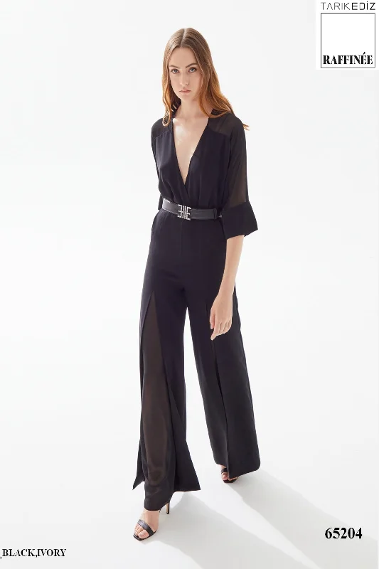 Prom dresses with tiered ruffled sleeves and satin skirts for a feminine and voluminous lookTarik Ediz 65204 Prom dresses with tiered ruffled sleeves and satin skirts for a feminine and voluminous lookTarik Ediz 65204