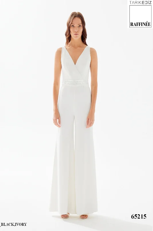 A - line formal dresses with beaded lace appliques for formal eventsTarik Ediz 65215 A - line formal dresses with beaded lace appliques for formal eventsTarik Ediz 65215
