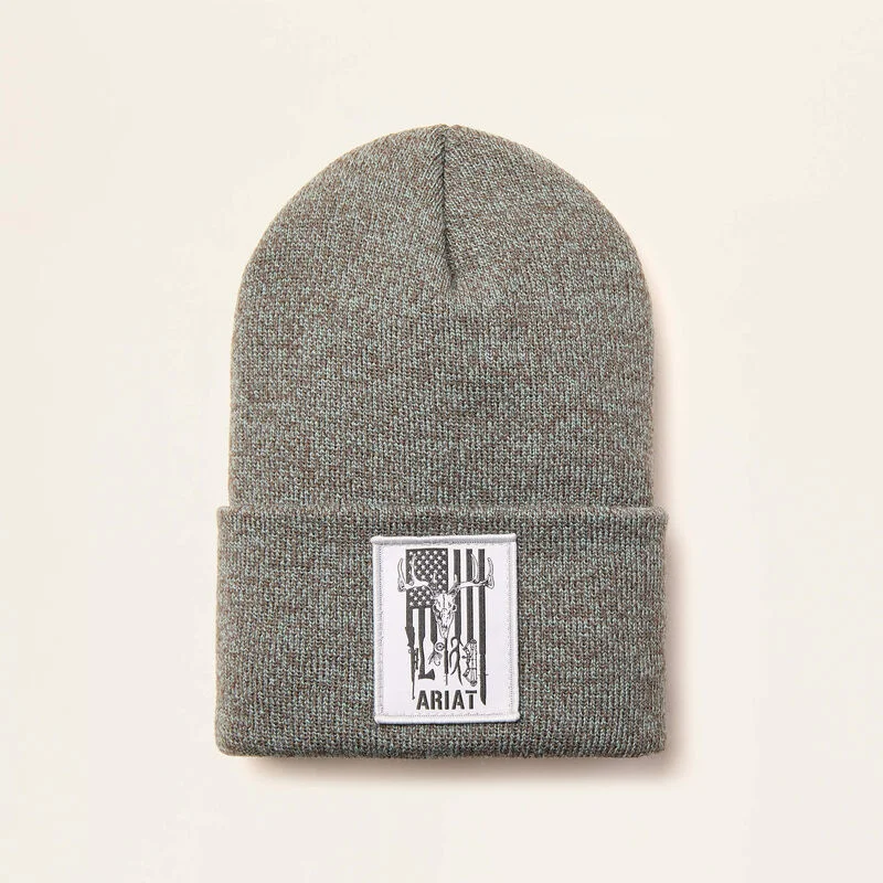 Ruffled Cuff Women Long Sleeve Top with a Feminine TouchAmerican Outdoors Patch Beanie - Balsam Green/Dark Grey