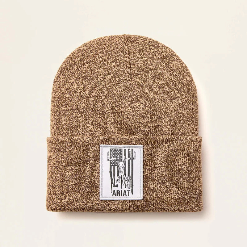 Pocket - Equipped Women Long Sleeve Top for Added FunctionalityAmerican Outdoors Patch Beanie - Dark Brown/Sandstone