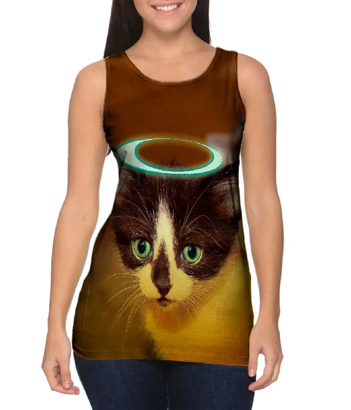 Plus Size Women's Ruffled Hem Tank Tops with Floral PrintsCabo Kitten