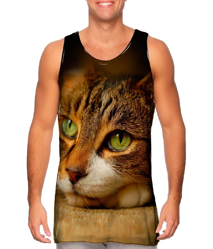 High - Neck Women's Silk Blend Tank Tops for a Luxurious FeelCalm Cute Cat