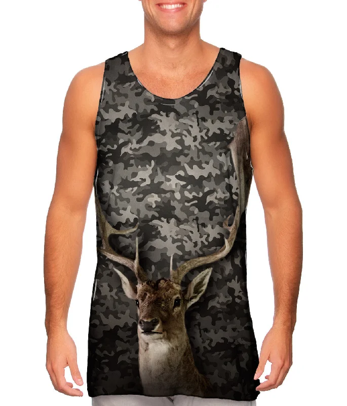 Plus Size Women's Embroidered Tank Tops in Boho StylesCamouflage Baroque Deer