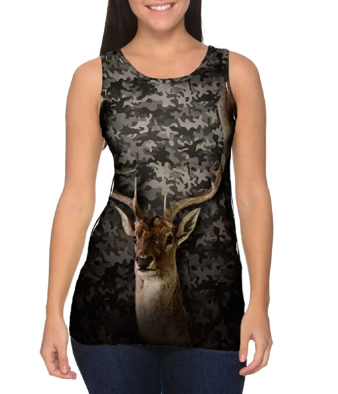 Plunge Neck Women's Seamless Tank Tops for a Smooth FitCamouflage Baroque Deer