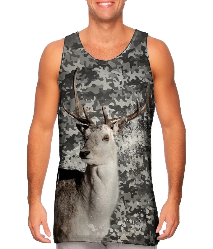 Plus Size Women's Puff - Sleeve Tank Tops in Pastel HuesCamouflage Grey Deer