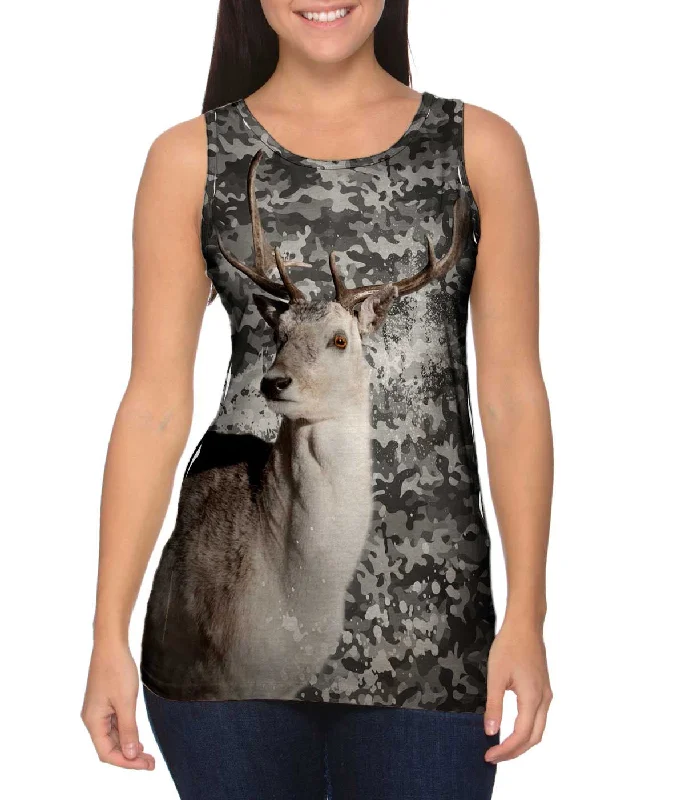 One - Shoulder Women's Rayon Blend Tank Tops for a Flowy LookCamouflage Grey Deer