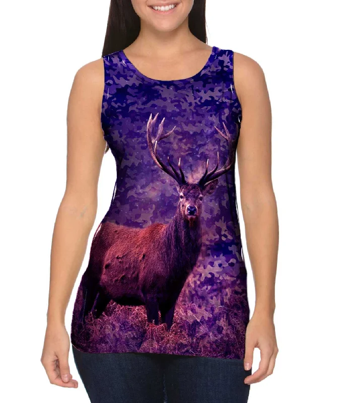 Crew Neck Women's Sustainable Tank Tops Made from Recycled MaterialsCamouflage Starlight Deer