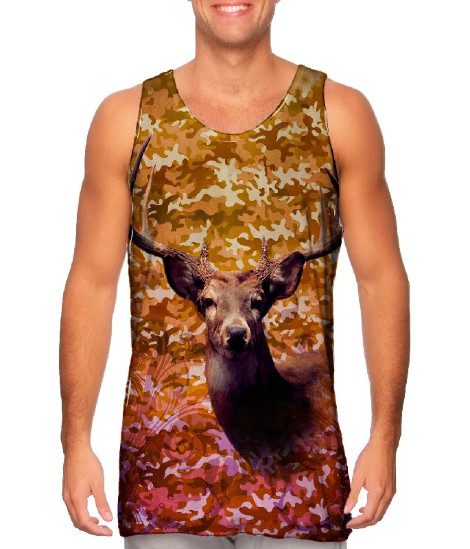 Plus Size Women's Embroidered Tank Tops in Boho StylesCamouflage Static Deer