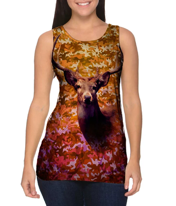 Plunge Neck Women's Seamless Tank Tops for a Smooth FitCamouflage Static Deer