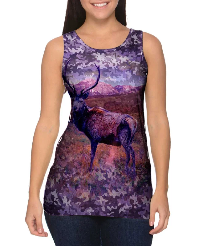 One - Shoulder Women's Rayon Blend Tank Tops for a Flowy LookCamouflage Violet Deer