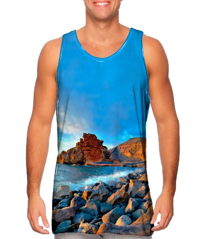 Women's Longline Tank Tops with Abstract PrintsCanary Islands Spain El Golfo Beach