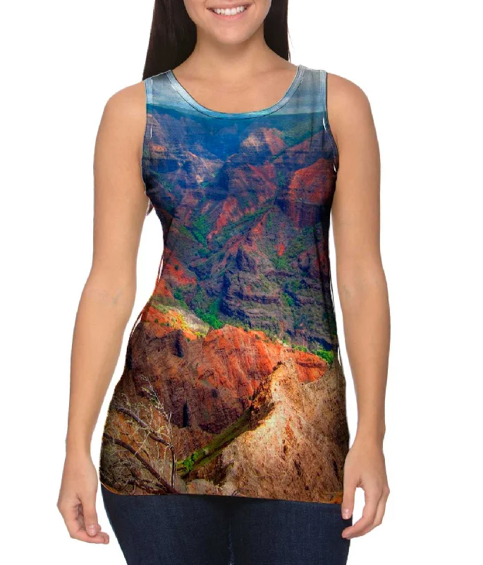 Scoop Neck Women's Linen Blend Tank Tops for SummerCanyon View